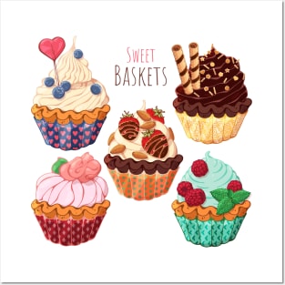 Sweet Cupcakes Illustration Posters and Art